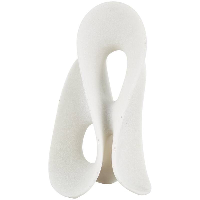 Polystone Abstract Wavy Shaped Decorative Sculpture with Cutouts and Speckled Texturing - White - Roche River Decor - White - 8"W, 15"H