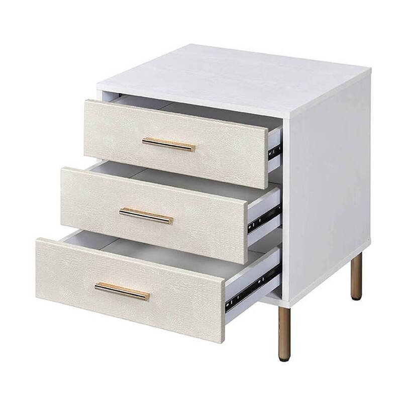 Casey 3-Drawer Nightstand with Metal Bracket Leg