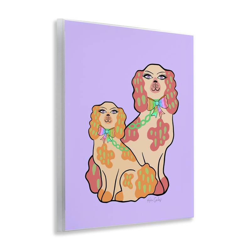 Stupell Funky Dogs on Purple Wall Plaque Art Design By Katie Conley