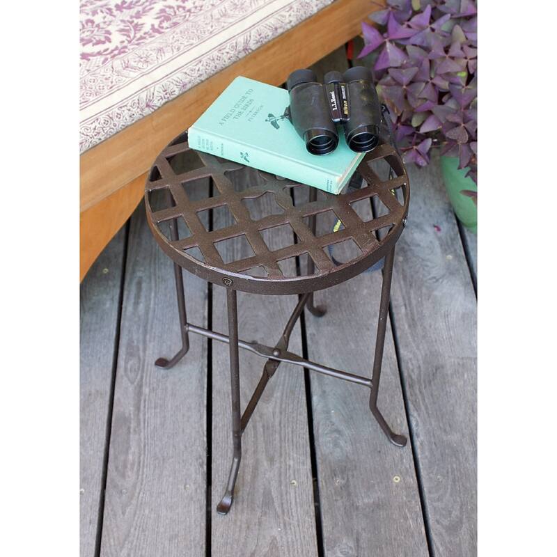 Achla Designs Medium Round Table Flowers Plant Stand, 16 Inch Tall, Roman Bronze Powder Coat Finish