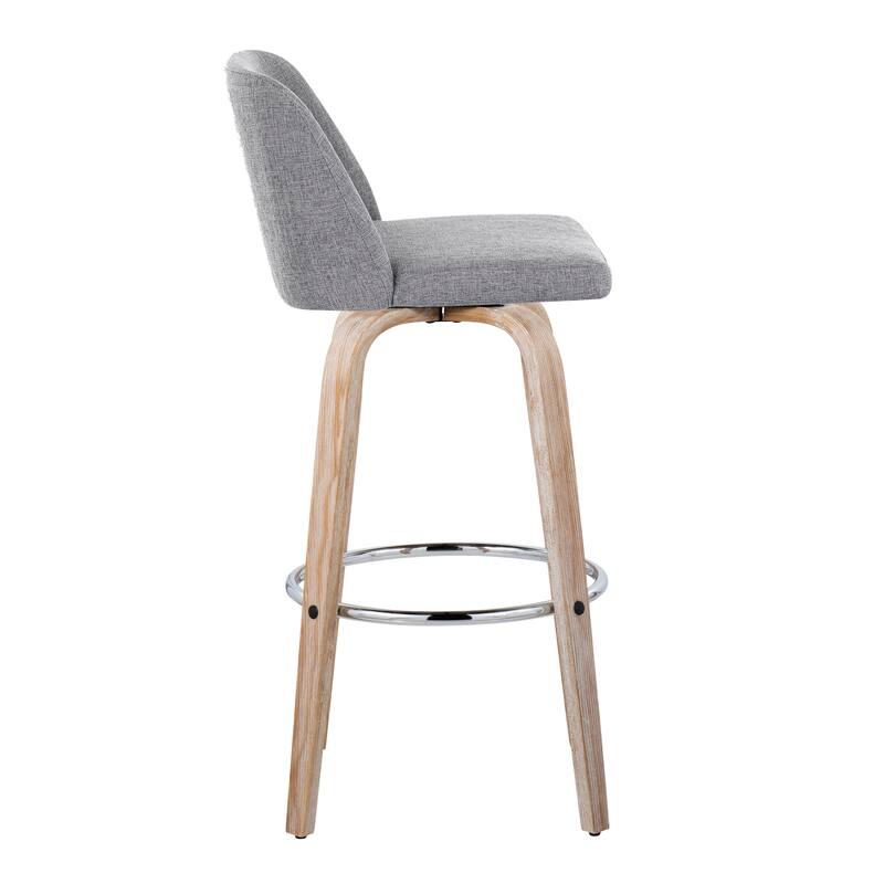 The Gray Barn Vallberga 30" Fixed-Height Bar Stool with White Washed Wood Base (Set of 2)