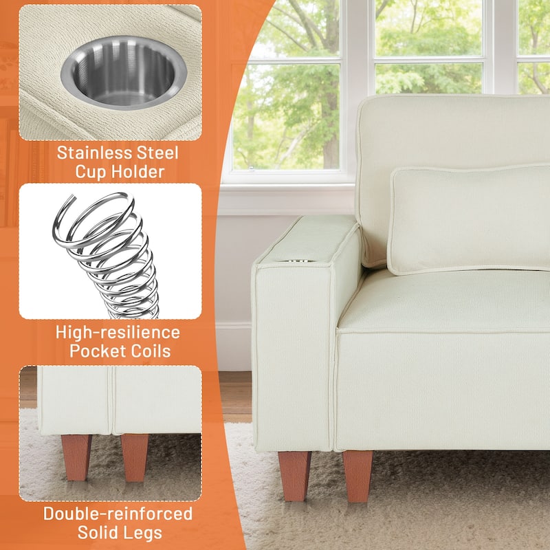 82 Inch Sofa, Comfy Sofa Couch Extra Deep Seats, Corduroy Couch for Living Room Loveseat Removable Sofa Cover Cushions