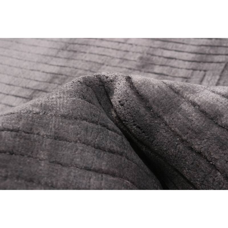 ECARPETGALLERY Hand Loomed Kashkuli Gabbeh Grey Viscose Rug - 5'7 x 7'10