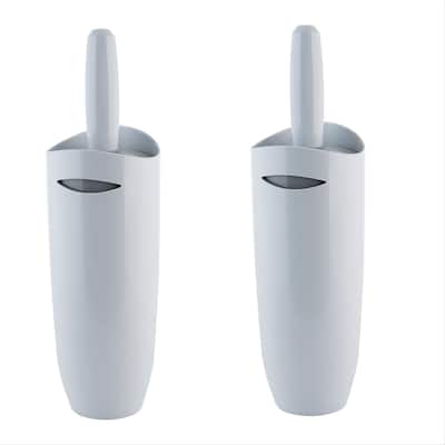 Bath Bliss 2 Pack Contour Toilet Brush and Holder in White - Set