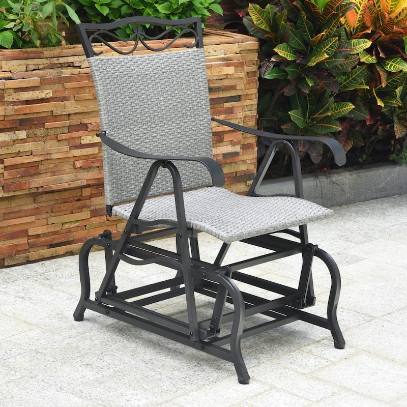 Valencia Resin Wicker Glider Chair - Grey