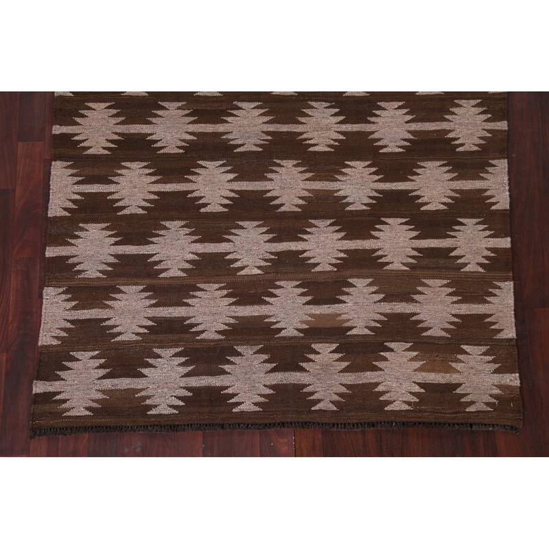 Natural Dye Tribal Geometric Kilim Oriental Area Rug Wool Hand-woven - 4'9" x 6'11"