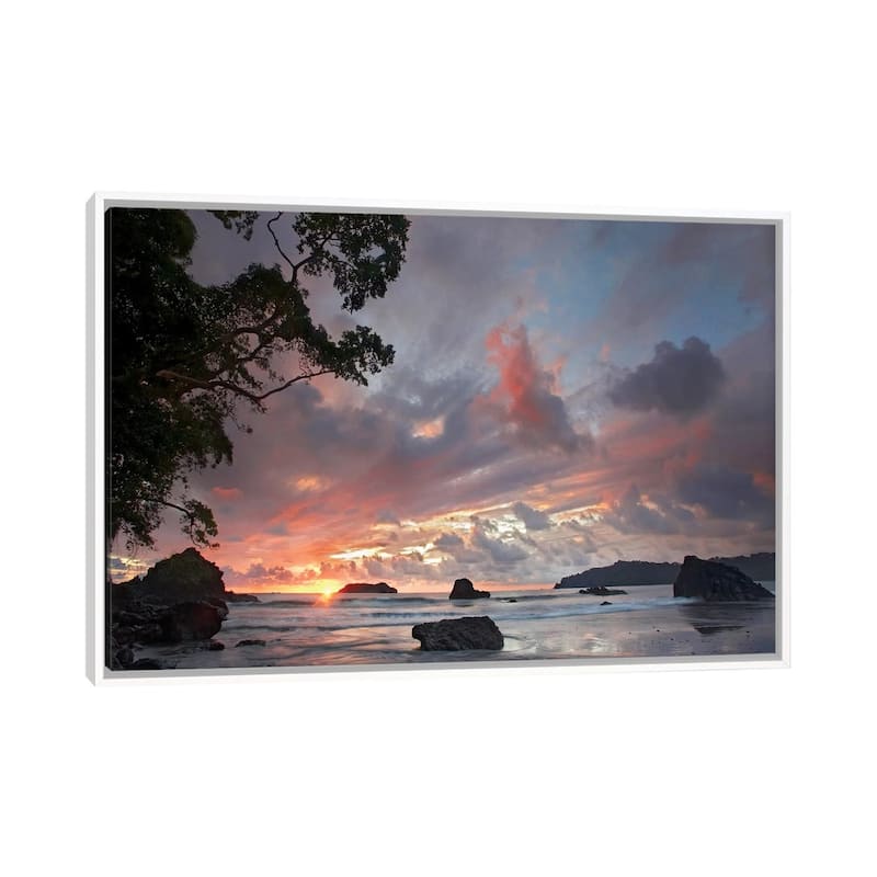 "Beach And Coastline, Manuel Antonio National Park, Costa Rica" by Tim Fitzharris Framed - White - 18x26