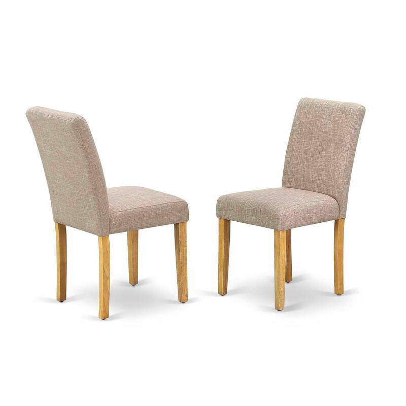 Square Dining Set 5Pc - 36 Inch Table w/ Parsons Chairs - Linen Fabric - Modern Farmhouse Style