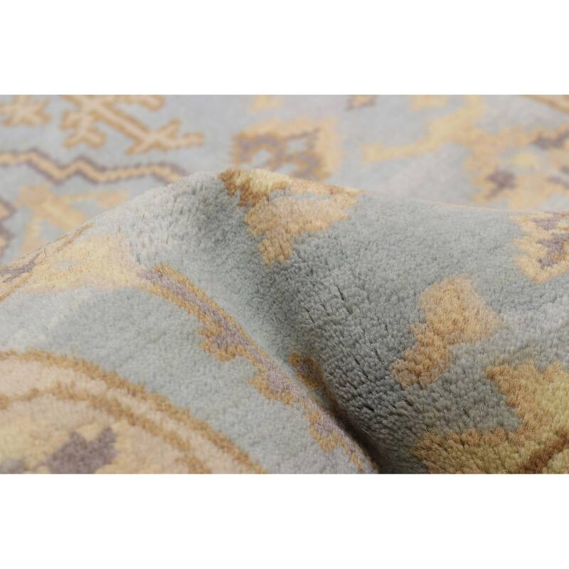 ECARPETGALLERY Hand-knotted Royal Oushak Light Blue Wool Rug - 2'7 x 11'10