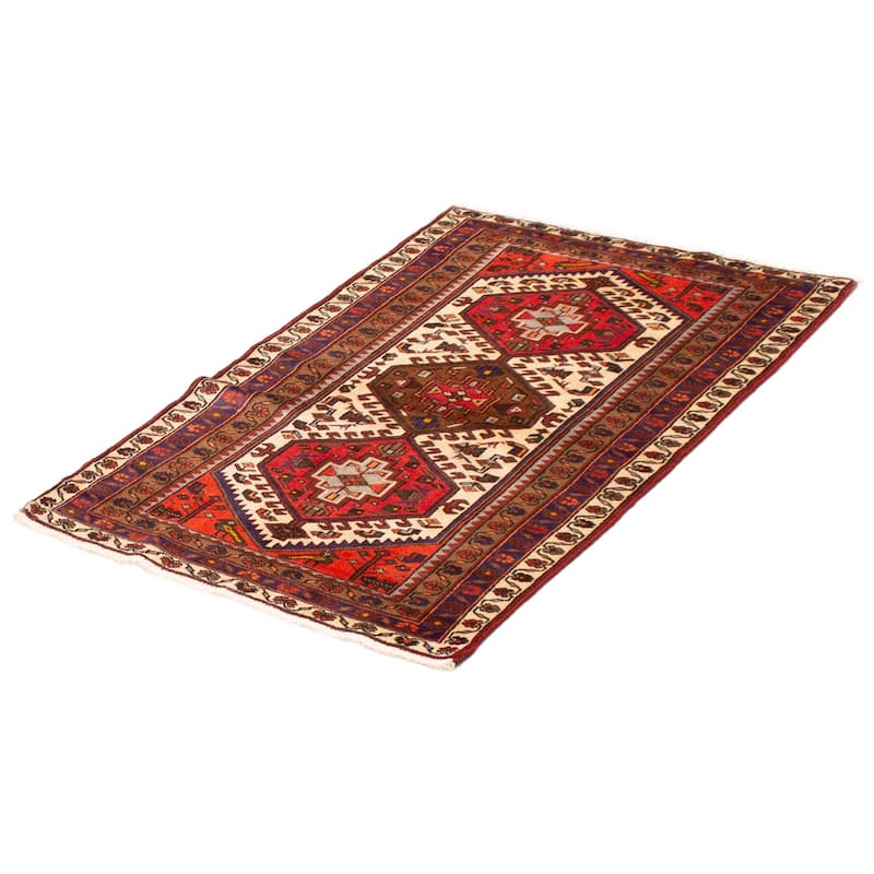 ECARPETGALLERY Hand-knotted Andelz Cream Wool Rug - 3'4 x 4'11