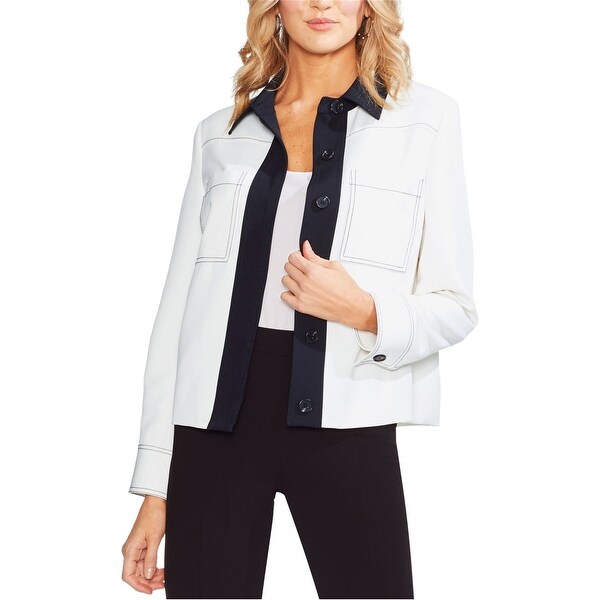 Vince Camuto Womens Colorblocked Jacket, Off-white, 10. Opens flyout.