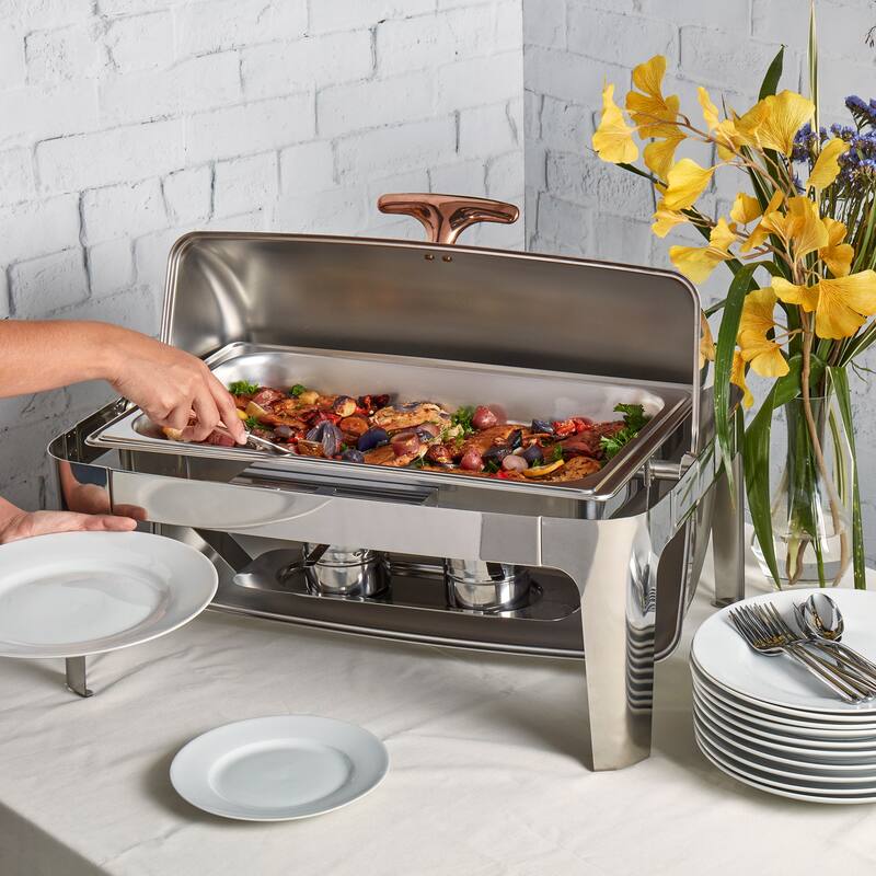Denmark 5pc 9.5qt Rectangular Roll Up Stainless Steel Chafing Dish