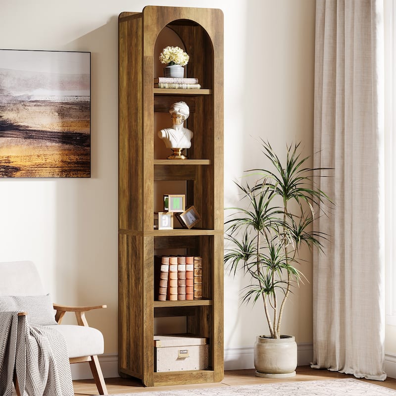 5-Tier Slim Corner Vertical Bookcase with Open Storage Shelves - 1 Pack