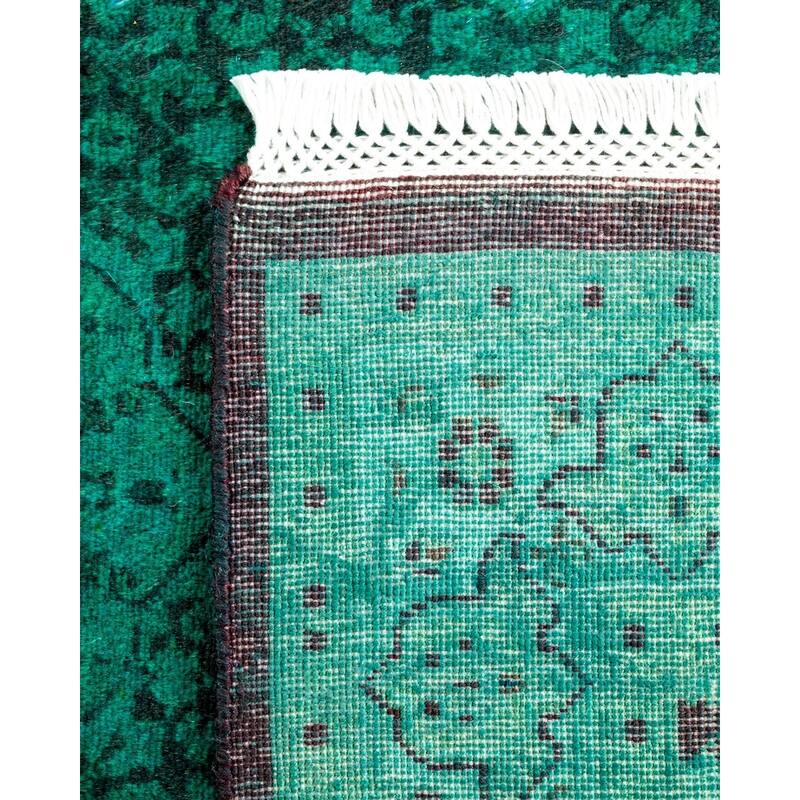 Overton Hand Knotted Wool Vintage Inspired Modern Contemporary Overdyed Green Area Rug - 3' 2" x 5' 3"