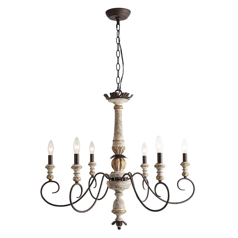 Farmhouse 6-Light Wood Chandelier French Country Light for Dining Room