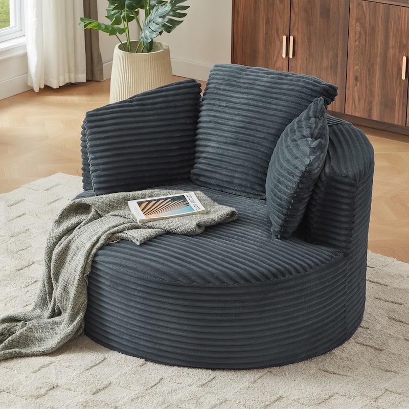 Modern Accent Chair with Plush Sponge & Pocket Spring Support, Round Chair Lounge Chair with Cushioned Backrest