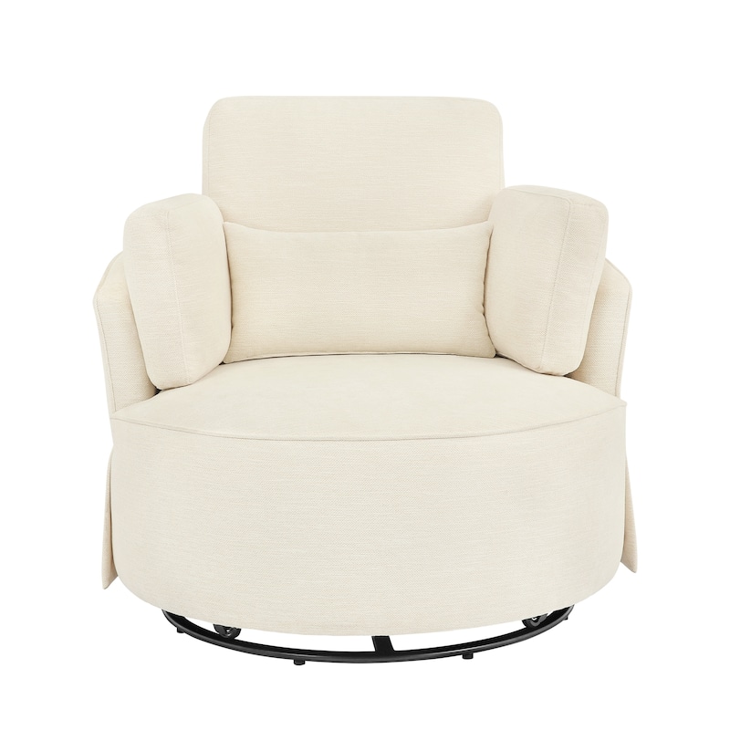 Set of 2 Modern 40.''W Upholstered Comfortable Swivel Barrel Accent Chair with Pillows