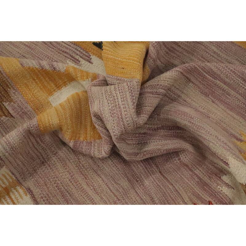 Hand Woven Oriental 100% Wool Carpet Southwestern Tribal Pink Kilim Area Rug - 9' 9'' X 6' 11''