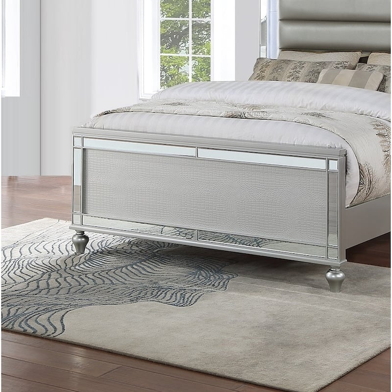 Contemporary Style 1pc Bed Set Silver Finish Horizontal Tufted Headboard