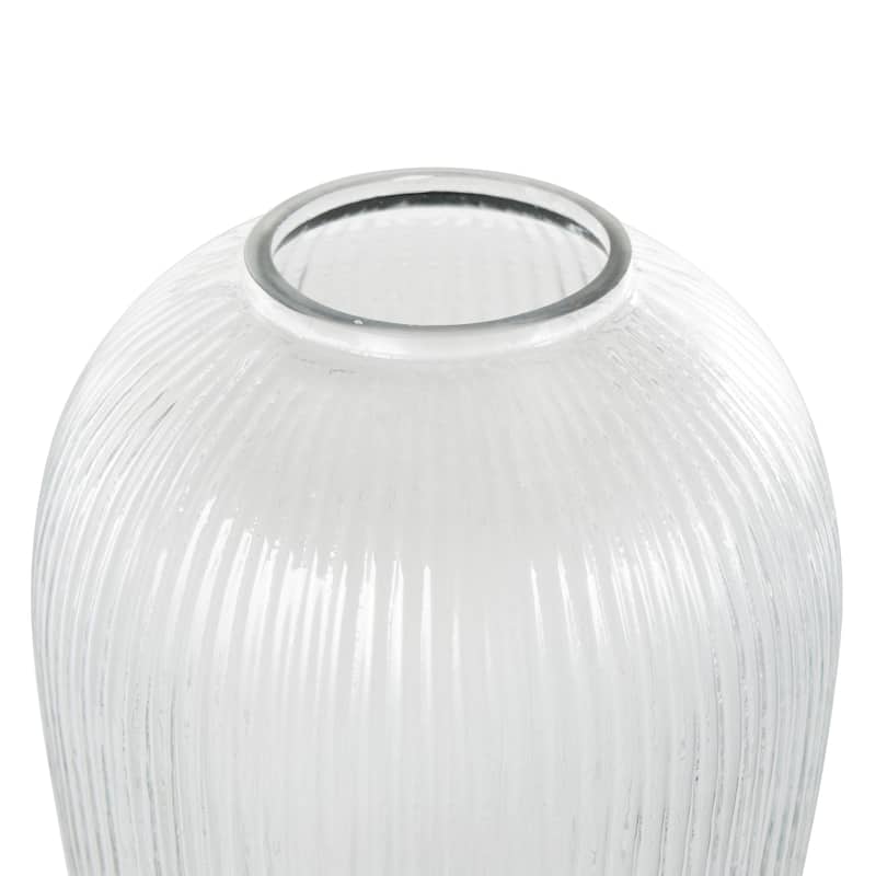 Glass Ribbed Fluted Vase - Clear - Roche River Decor