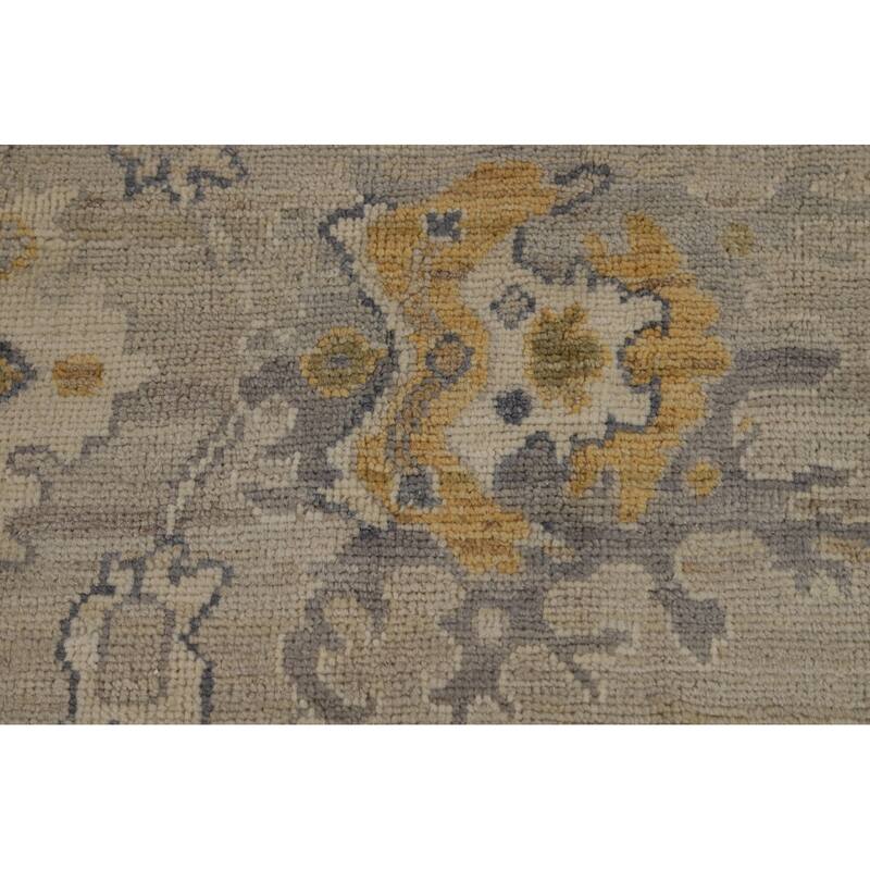 Vegetable Dye Oushak Turkish Area Rug Handmade Grey Wool Carpet - 5'9" x 9'2"