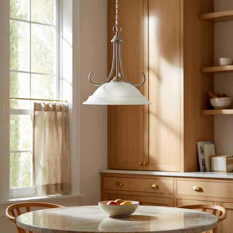 Elk Home Bella Brushed Nickel With White Glass 1 Light Pendant