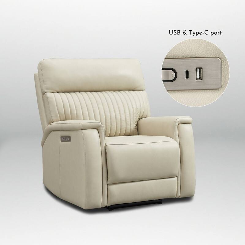 Leather Zero Gravity Power Recliner with Power Headrest and Power Lumbar,USB&USB-C Port