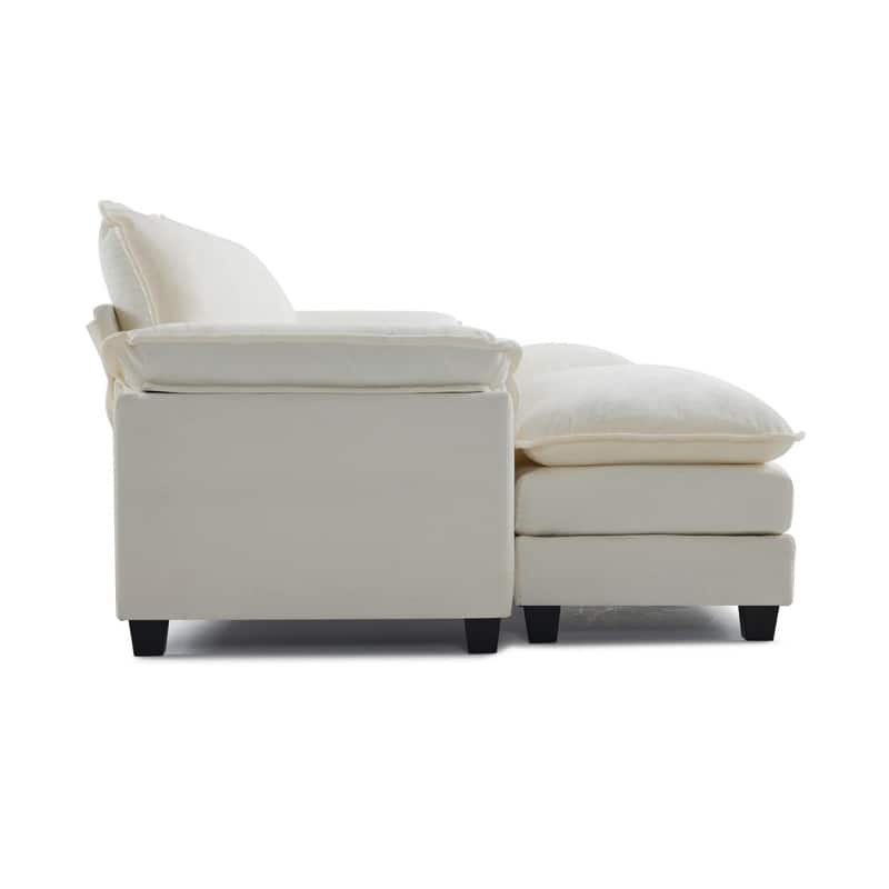 Double Layer Cushion Cloud Couch, Moludar Sofa With Reversible Ottoman For Living Room