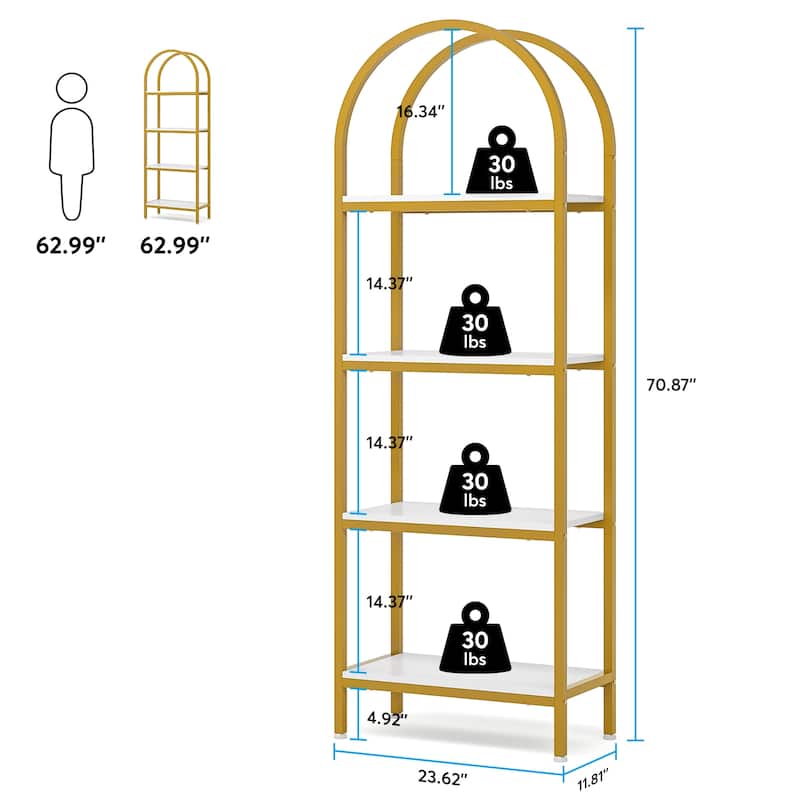 Open Bookshelf, Industrial Bookcase Storage Shelves with Metal Frame