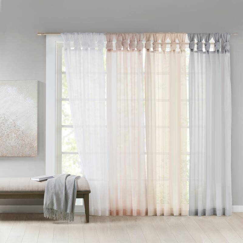 Madison Park Elowen Twisted Tab Voile Sheer Window Curtain Pair
