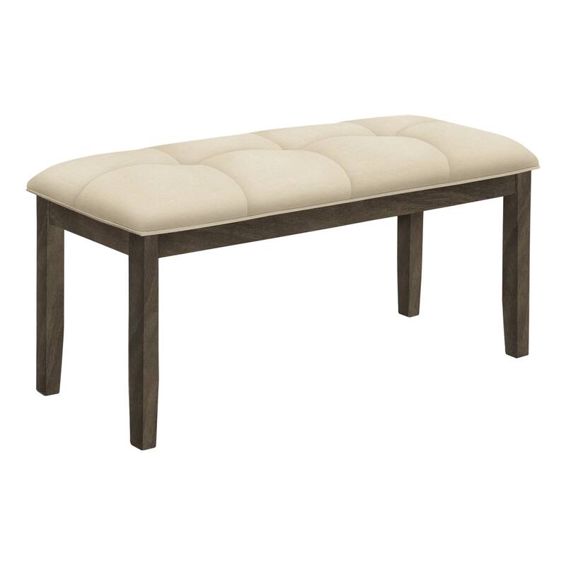 Bench, 42" Rectangular, Wood, Upholstered, Dining Room, Kitchen, Entryway, Brown And Beige, Transitional