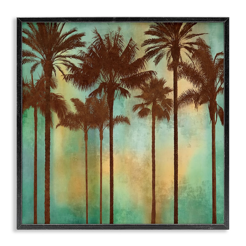 Stupell Palm Trees over Gradient Framed Giclee Art Design By John Seba - 12 x 12 - Black