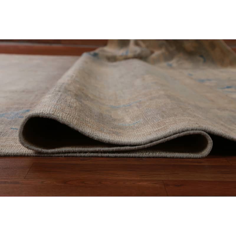 Hand Knotted Oriental 100% Wool Carpet Transitional All-Over Beige & Ivories Oushak Area Rug - 13' 11'' X 10' 1''