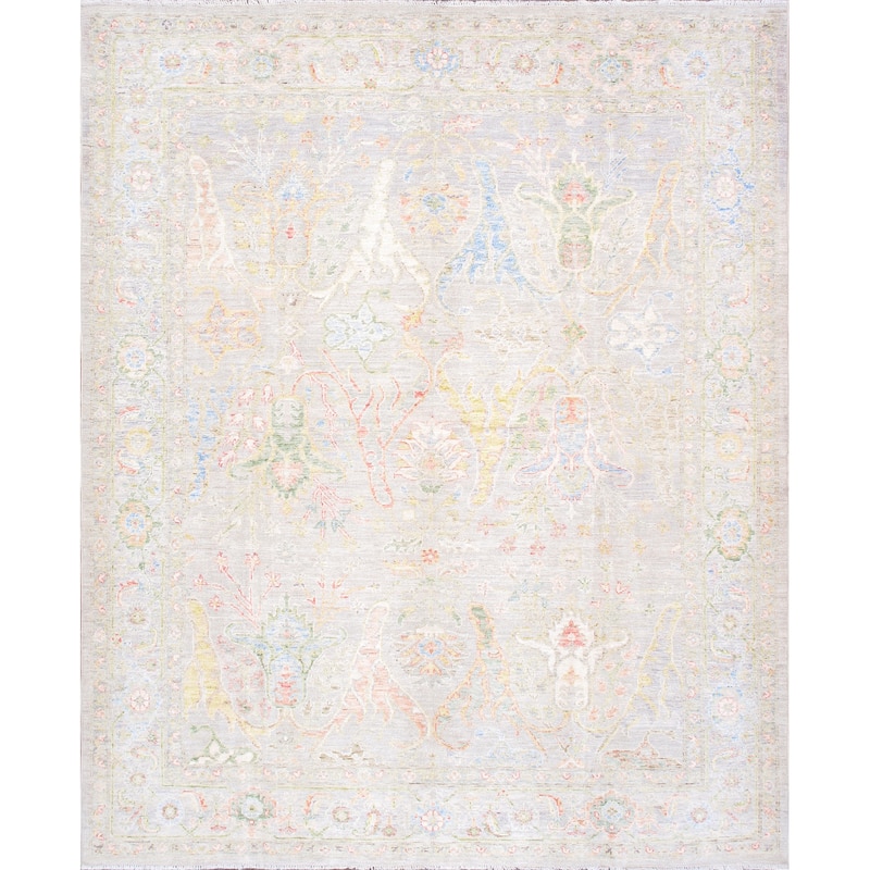 Pasargad Home Oushak Hand-Knotted Silver Wool Area Rug - 7'11" X 9' 7" - 7'11" X 9' 7" - Silver