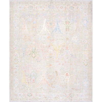 Pasargad Home Oushak Hand-Knotted Silver Wool Area Rug - 7'11" X 9' 7"
