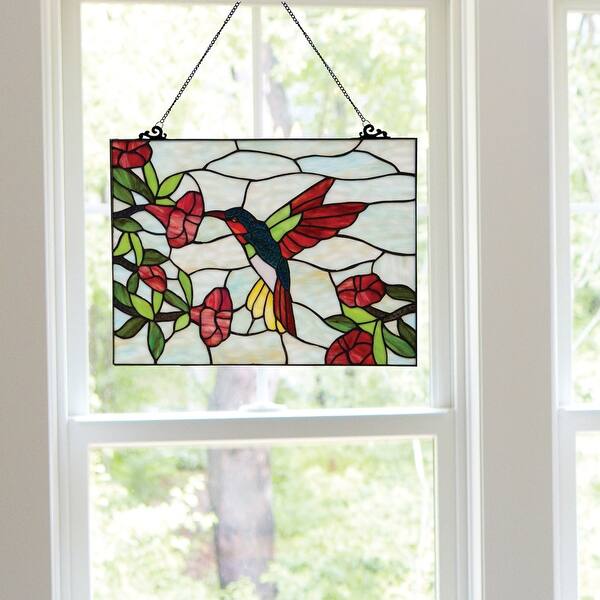 Shop River Of Goods Hummingbird Flower Stained Glass Panel Art
