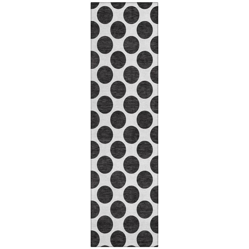 Machine Washable Indoor/ Outdoor Polka Dots Chantille Rug