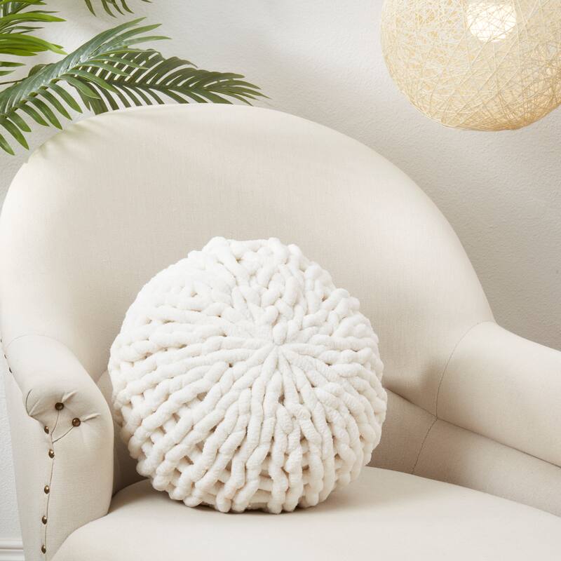 Cozy Chunky Knit Round Throw Pillow