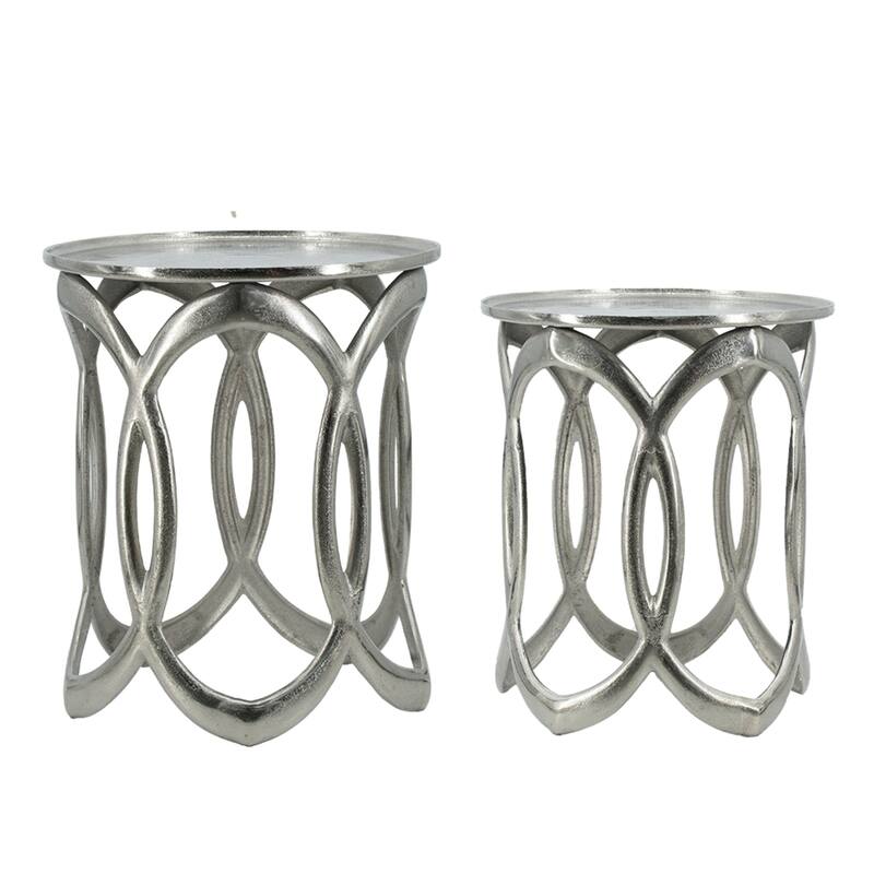 Round Aluminum Nesting Side Tables - 19.75" - Silver - Set of 2