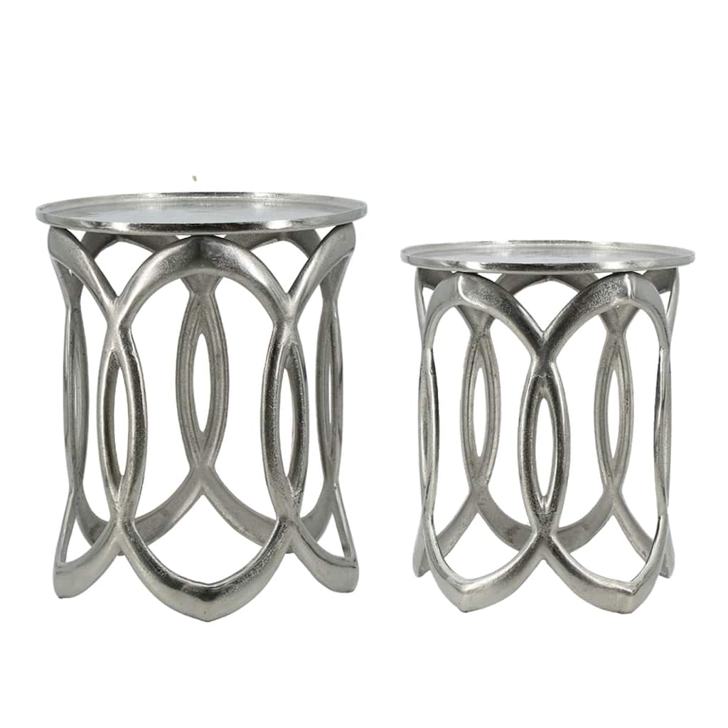 Round Aluminum Nesting Side Tables - 19.75" - Silver - Set of 2