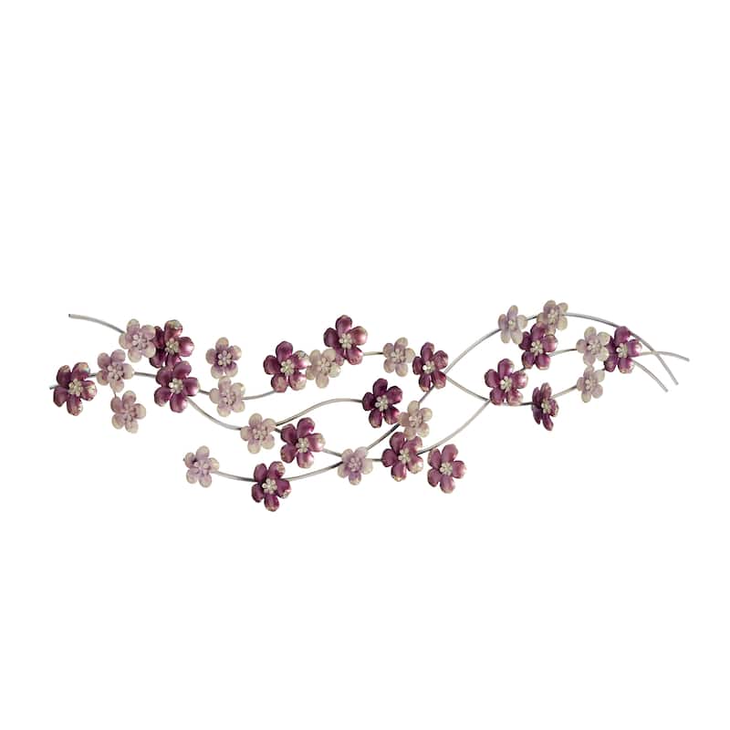 Metal Floral Wall Decor - Purple - Roche River Decor