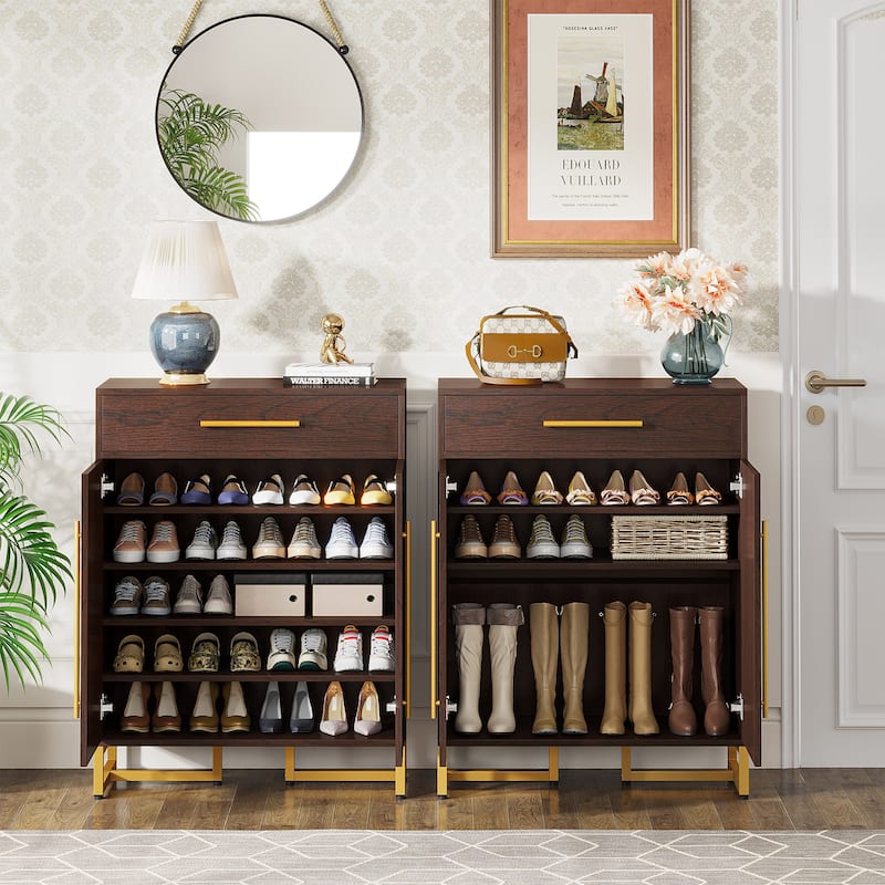 20-Pair Shoe Cabinet with Drawer for Entryway