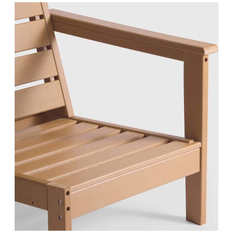 Polytrends Birchwood All Weather HDPE Outdoor Patio Deep Seating Teak Loveseat (2-Piece)