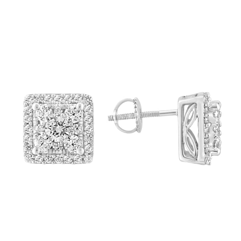Effy Women's 925 Silver Lab Grown Diamond Pave Square Earrings