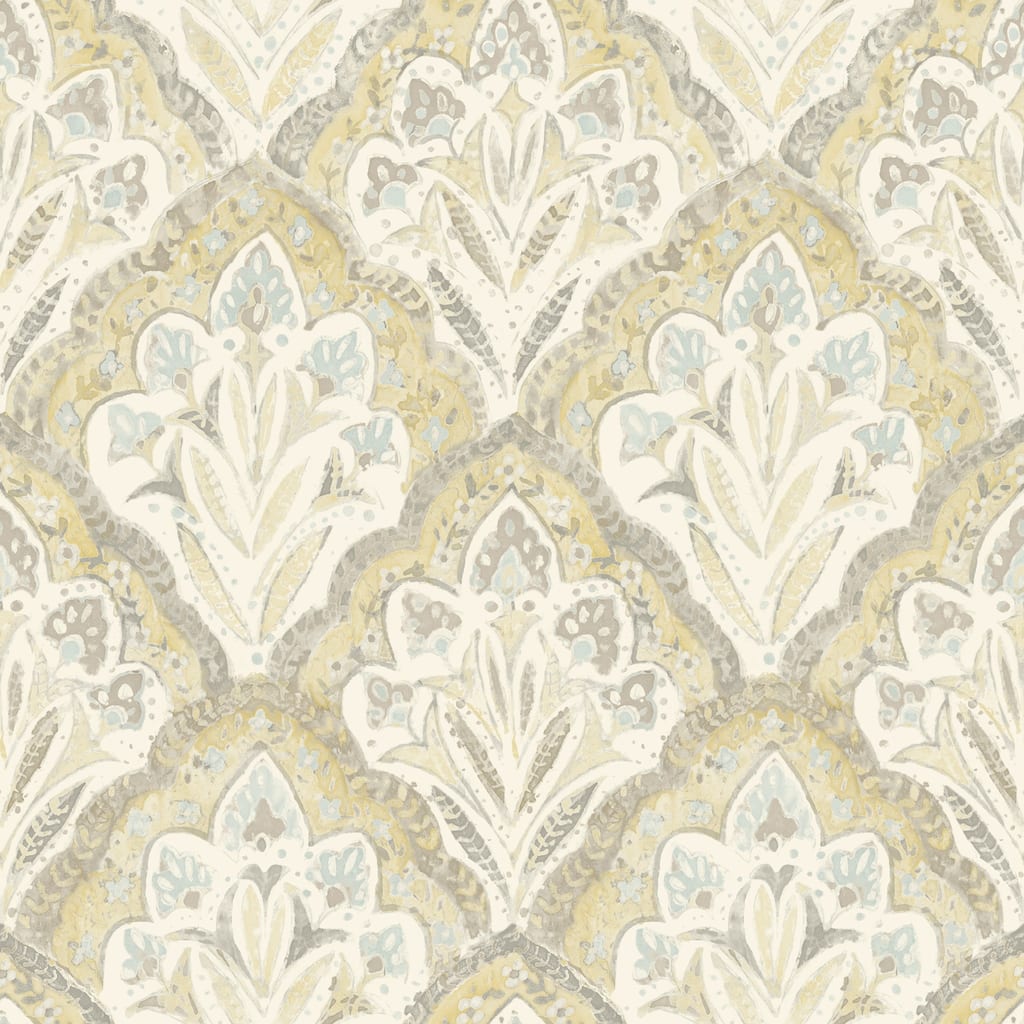 Chesapeake Mimir Mustard Quilted Damask Wallpaper