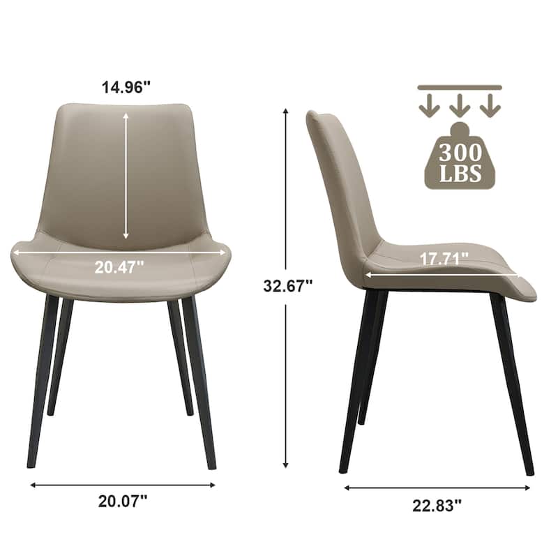 Set of 4 Sleek Light Grey PU Leather Chairs, Modern Metal Legs to Elevate Any Space