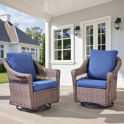 Pocassy Outdoor Swivel Patio Chairs Set of 2 with High Back
