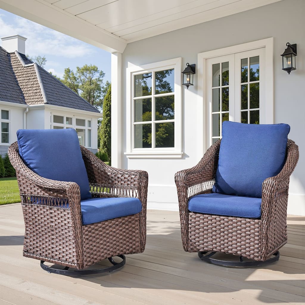 Pocassy Outdoor Swivel Patio Chairs Set of 2 with High Back