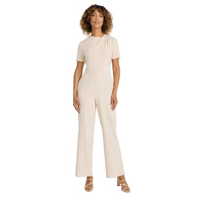 Maggy London Twist Neck Short Sleeve Jumpsuit