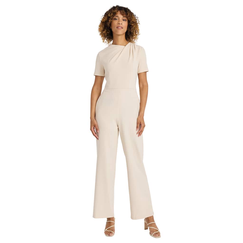 Maggy London Twist Neck Short Sleeve Jumpsuit